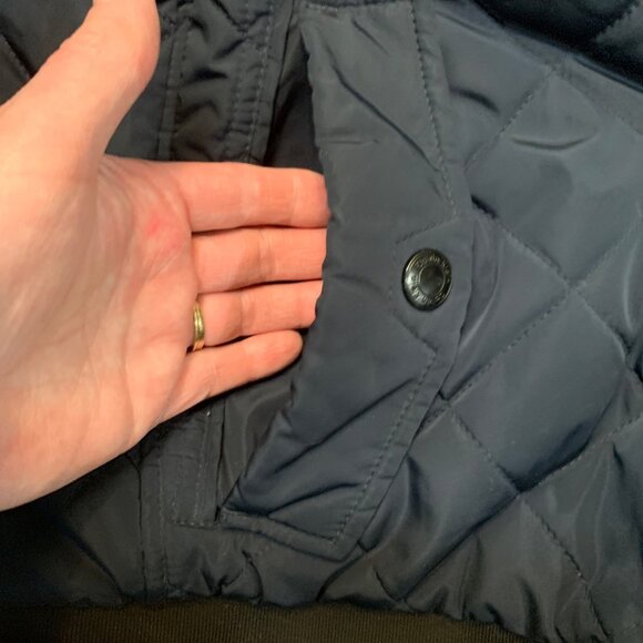 Men’s Calvin Klein Navy Blue Medium Jacket Quilted Diamond Pockets Repaired Cuff - Picture 8 of 13